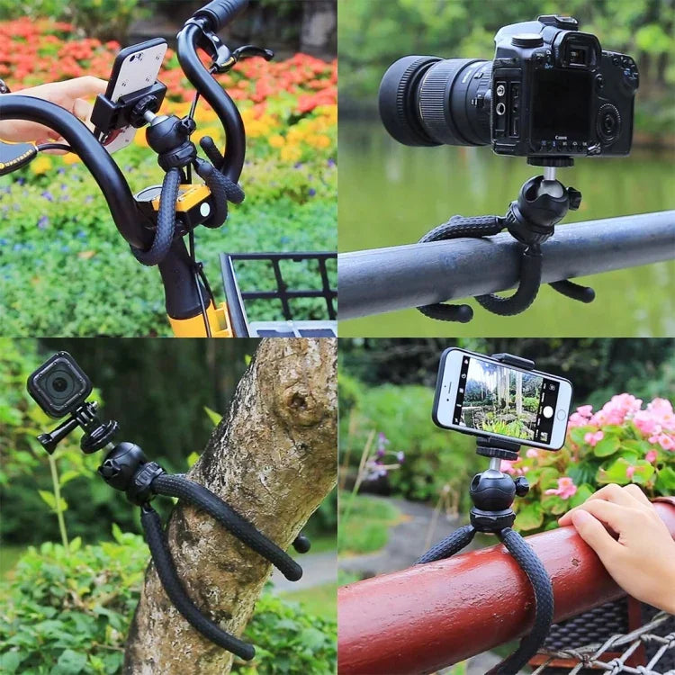 PULUZ Mini trépied flexible Octopus avec rotule pour appareils photo reflex, GoPro, téléphones portables, taille : 25 cm x 4,5 cm, trépied de 25 cm