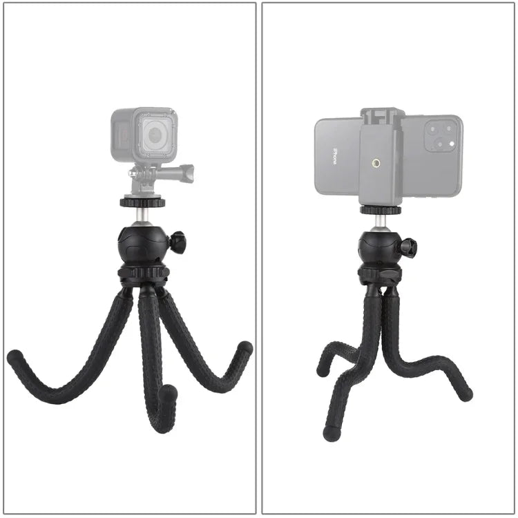 PULUZ Mini trépied flexible Octopus avec rotule pour appareils photo reflex, GoPro, téléphones portables, taille : 25 cm x 4,5 cm, trépied de 25 cm