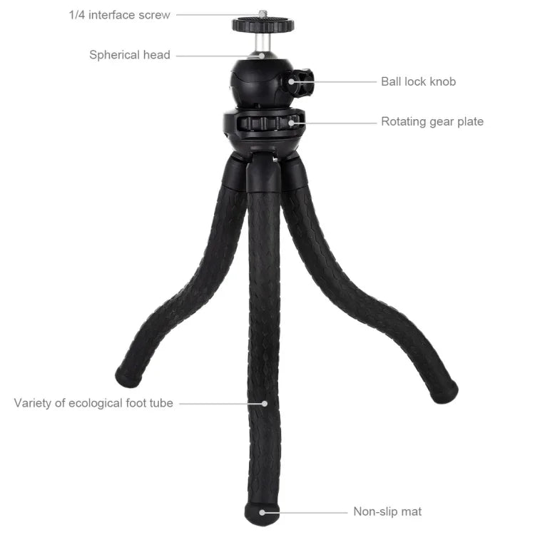Support trépied flexible mini pieuvre PULUZ avec rotule pour appareils photo reflex, GoPro, téléphones portables, dimensions : 30 cm x 5 cm, trépied de 30 cm