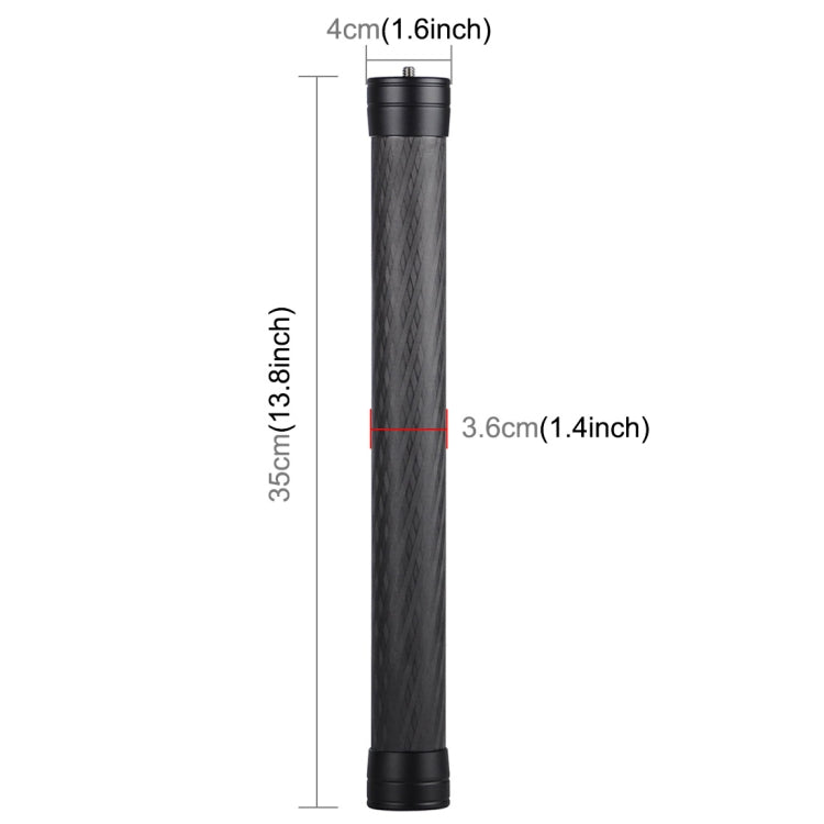 Perche télescopique en fibre de carbone PULUZ pour monopode DJI / MOZA / Feiyu V2 / Zhiyun G5 / SPG, longueur : 35 cm.