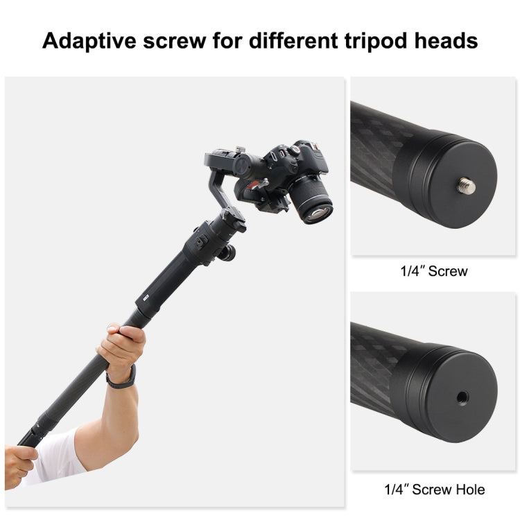 Perche télescopique en fibre de carbone PULUZ pour monopode DJI / MOZA / Feiyu V2 / Zhiyun G5 / SPG, longueur : 35 cm.