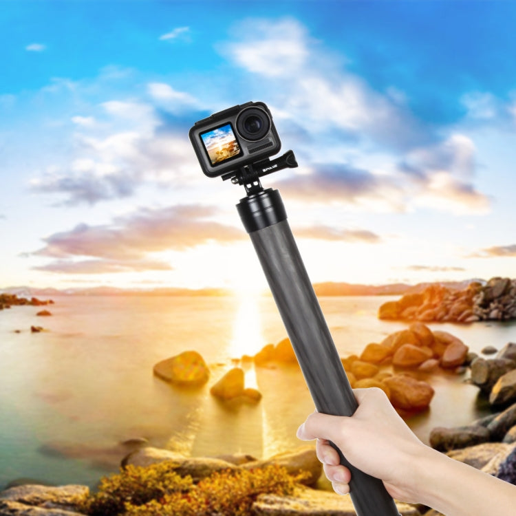 Perche télescopique en fibre de carbone PULUZ pour monopode DJI / MOZA / Feiyu V2 / Zhiyun G5 / SPG, longueur : 35 cm.