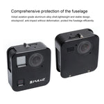 Boîtier de protection PULUZ pour GoPro Fusion, en alliage d'aluminium usiné CNC, avec fixation de base et capuchons d'objectif.