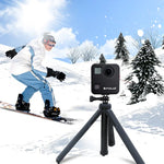 Boîtier de protection PULUZ pour GoPro Fusion, en alliage d'aluminium usiné CNC, avec fixation de base et capuchons d'objectif.