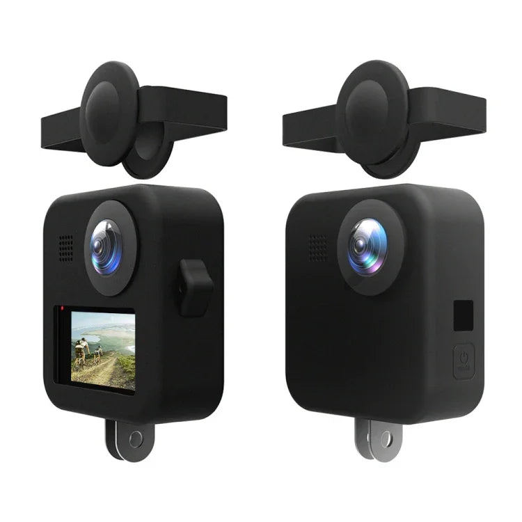 Étui PULUZ pour GoPro Max avec double capuchon d'objectif et boîtier de protection en silicone.