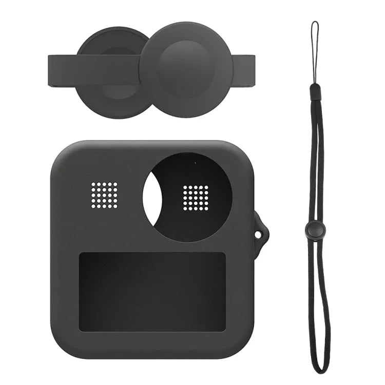 Étui PULUZ pour GoPro Max avec double capuchon d'objectif et boîtier de protection en silicone.