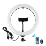 PULUZ Anneau LED RGBW dimmable USB 10,2 pouces 26 cm surface courbe Lumières vidéo photo vlog avec tête de trépied à rotule, télécommande et pince téléphone, 10,2 pouces RGBW