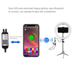 PULUZ Anneau LED RGBW dimmable USB 10,2 pouces 26 cm surface courbe Lumières vidéo photo vlog avec tête de trépied à rotule, télécommande et pince téléphone, 10,2 pouces RGBW