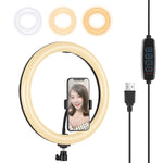 PULUZ Anneau lumineux LED diffus courbé USB 11,8 pouces 30 cm 3 modes température de couleur double Lumières vidéo selfie vlog avec pince téléphone, 11,8 pouces