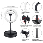 PULUZ Lumières vidéo LED anneau incurvé 10,2 pouces 26cm USB 3 modes, température de couleur double, gradable, pour vlogging, selfie, photographie, avec télécommande Bluetooth, support de bureau pliable et pince téléphone