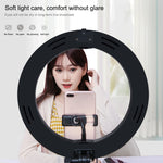 PULUZ Lumières vidéo LED anneau incurvé 10,2 pouces 26cm USB 3 modes, température de couleur double, gradable, pour vlogging, selfie, photographie, avec télécommande Bluetooth, support de bureau pliable et pince téléphone