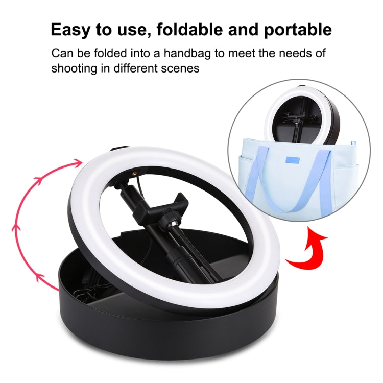PULUZ Lumières vidéo LED anneau incurvé 10,2 pouces 26cm USB 3 modes, température de couleur double, gradable, pour vlogging, selfie, photographie, avec télécommande Bluetooth, support de bureau pliable et pince téléphone