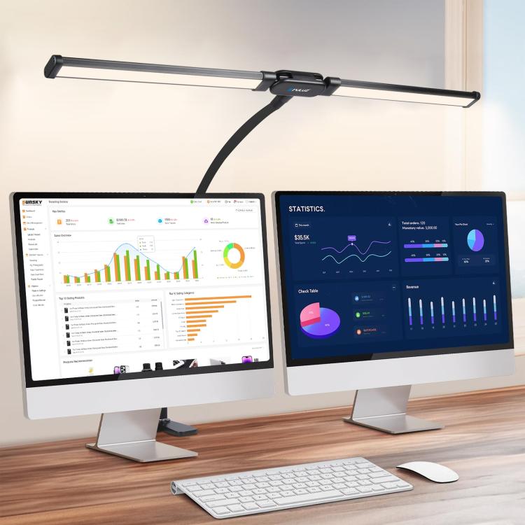 Lampe de bureau à pince PULUZ avec tube flexible et lumière LED double tête