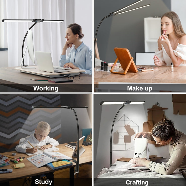 Lampe de bureau à pince PULUZ avec tube flexible et lumière LED double tête