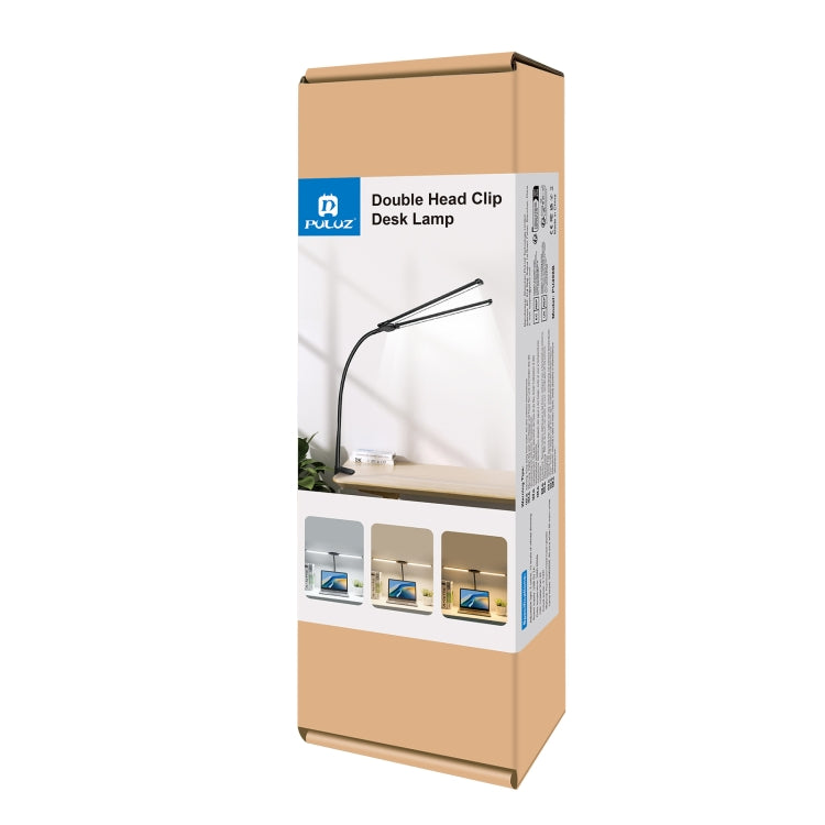 Lampe de bureau à pince PULUZ avec tube flexible et lumière LED double tête