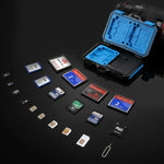 Lecteur de cartes PULUZ + étui pour cartes mémoire 22 en 1 pour 1 carte SIM standard + 2 cartes Micro-SIM + 2 cartes Nano-SIM + 3 cartes CF + 7 cartes SD + 6 cartes TF + 1 broche d'éjection, 22 en 1 + lecteur de cartes