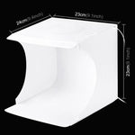 PULUZ 20cm Comprend 2 panneaux LED, kit de studio photo pliable et portable de 1100 lm avec 6 fonds de couleur (noir, blanc, jaune, rouge, vert, bleu), dimensions déplié : 24 cm x 23 cm x 23 cm, 20 cm (2 LED/RU), 20 cm (2 LED)