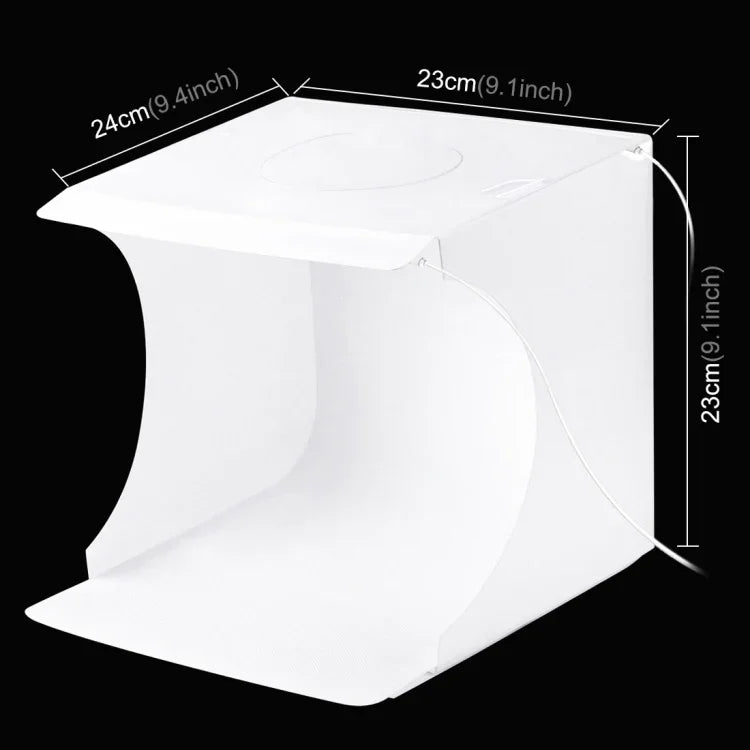 PULUZ 20cm Comprend 2 panneaux LED, kit de studio photo pliable et portable de 1100 lm avec 6 fonds de couleur (noir, blanc, jaune, rouge, vert, bleu), dimensions déplié : 24 cm x 23 cm x 23 cm, 20 cm (2 LED/RU), 20 cm (2 LED)