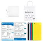 Kit de studio photo portable pliable avec panneau LED annulaire PULUZ de 23 cm, comprenant une tente et 6 fonds de couleur (noir, blanc, jaune, rouge, vert, bleu). Dimensions déplié : 24 cm x 23 cm x 23 cm. Panneau LED annulaire de 23 cm.