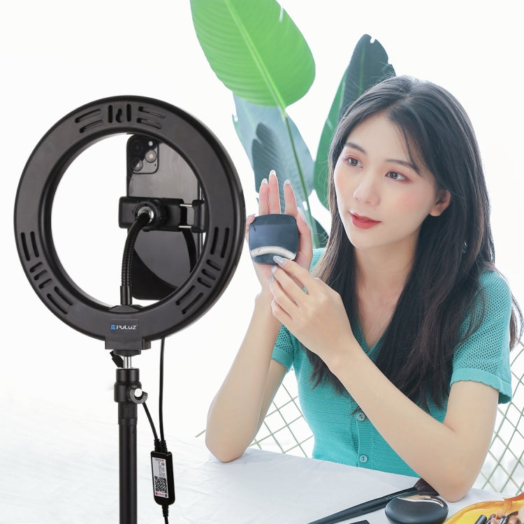 PULUZ Lumières vidéo LED anneau incurvé 7,9 pouces 20cm USB RGB, température de couleur double, gradable, pour vlogging, selfie, photographie, avec pince téléphone, 7,9 pouces RGBW