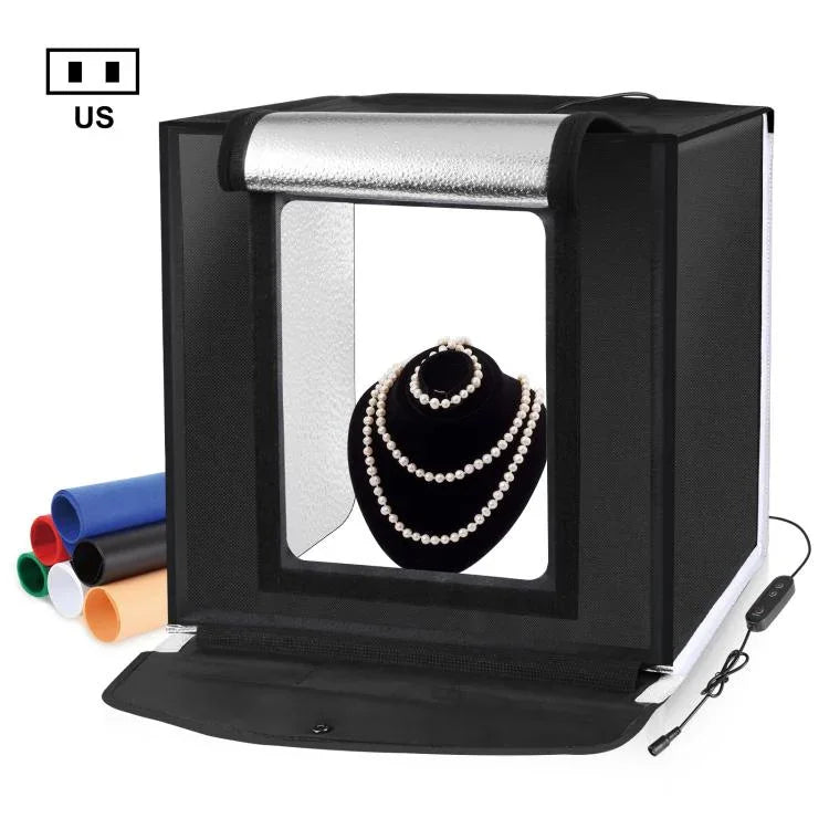 PULUZ Tente de Studio Photo Pliable Portable 40cm avec Lumière Blanche Dimmable, Kit de Boîte de Prise de Vue avec 6 Couleurs de Fonds (Noir, Orange, Blanc, Rouge, Vert, Bleu), Boîte de 40cm (US), Boîte de 40cm (UK), Boîte de 40cm (EU), Boîte de 40cm (AU)