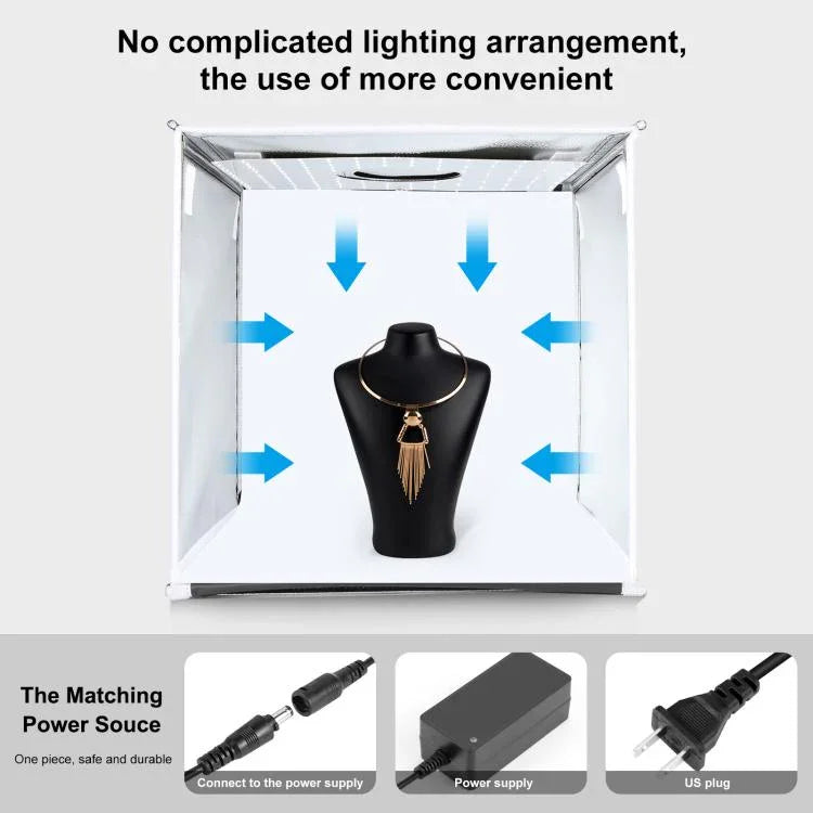 PULUZ Tente de Studio Photo Pliable Portable 40cm avec Lumière Blanche Dimmable, Kit de Boîte de Prise de Vue avec 6 Couleurs de Fonds (Noir, Orange, Blanc, Rouge, Vert, Bleu), Boîte de 40cm (US), Boîte de 40cm (UK), Boîte de 40cm (EU), Boîte de 40cm (AU)