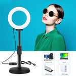PULUZ Lumières vidéo LED anneau incurvé surface blanche USB 4,7 pouces 12cm pour selfie, beauté, vlogging, photographie, 4,7 pouces