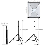 Kit d'éclairage photo PULUZ 50x70cm Studio Softbox + trépied 2m + 4 ampoules LED 220V E27 20W 5700K lumière blanche, 4 ampoules prise UE, 4 ampoules prise US