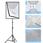 Kit d'éclairage photo PULUZ 50x70cm Studio Softbox + trépied 2m + 4 ampoules LED 220V E27 20W 5700K lumière blanche, 4 ampoules prise UE, 4 ampoules prise US
