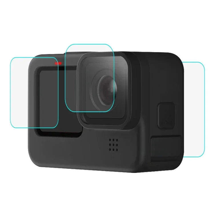 PULUZ pour GoPro HERO12 Black /11 Black /10 Black /9 Black (objectif + écran LCD) - Film de protection en verre trempé 9H 2.5D, compatible avec GoPro HERO9 Black