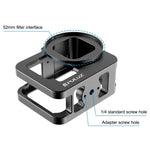 Boîtier de protection renforcé PULUZ en alliage d'aluminium CNC avec cadre de sécurité et lentille UV 52 mm pour GoPro HERO13 Black /12 Black /11 Black /10 Black /9 Black, compatible avec GoPro HERO9 Black.