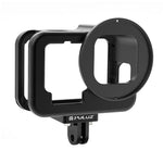 Boîtier fin PULUZ en alliage d'aluminium usiné CNC avec cadre de protection et lentille UV 52 mm pour GoPro HERO13 Black /12 Black /11 Black /10 Black /9 Black, et pour GoPro HERO9 Black.