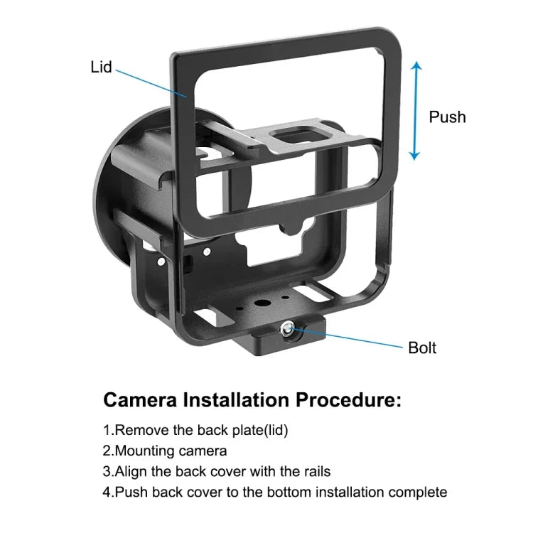 Boîtier fin PULUZ en alliage d'aluminium usiné CNC avec cadre de protection et lentille UV 52 mm pour GoPro HERO13 Black /12 Black /11 Black /10 Black /9 Black, et pour GoPro HERO9 Black.