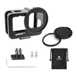 Boîtier fin PULUZ en alliage d'aluminium usiné CNC avec cadre de protection et lentille UV 52 mm pour GoPro HERO13 Black /12 Black /11 Black /10 Black /9 Black, et pour GoPro HERO9 Black.