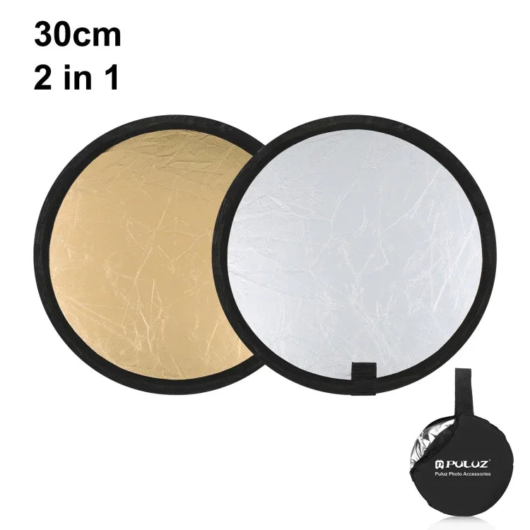 PULUZ Réflecteur de studio photo pliable 2 en 1 argent/or 30 cm, réflecteur de 30 cm