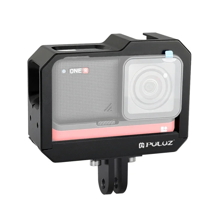 Boîtier de protection PULUZ en alliage d'aluminium avec emplacement pour griffe flash et adaptateur pour trépied pour Insta360 One R, pour boîtier de cadre Insta 360 One R (B), pour boîtier de cadre Insta 360 One R (R)