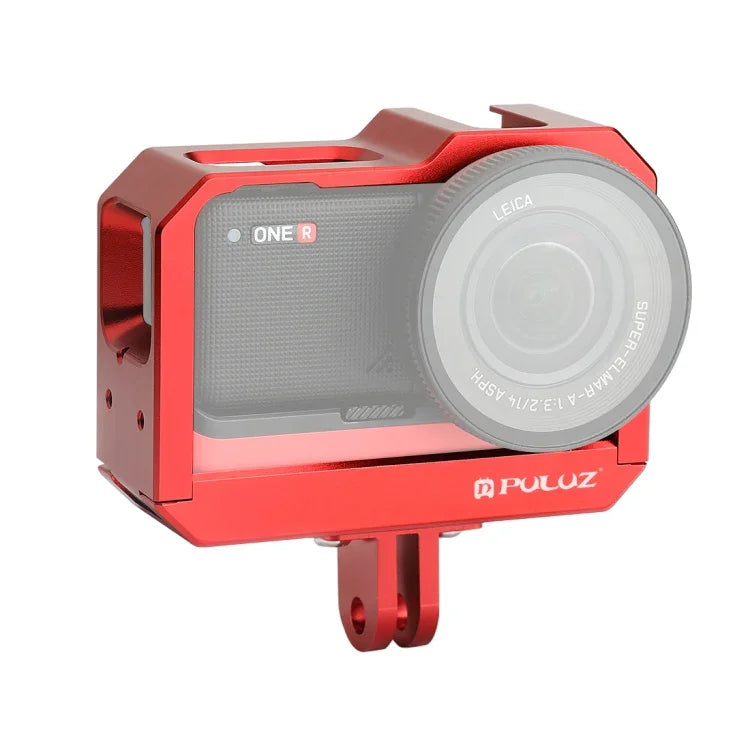 Boîtier de protection PULUZ en alliage d'aluminium avec emplacement pour griffe flash et adaptateur pour trépied pour Insta360 One R, pour boîtier de cadre Insta 360 One R (B), pour boîtier de cadre Insta 360 One R (R)