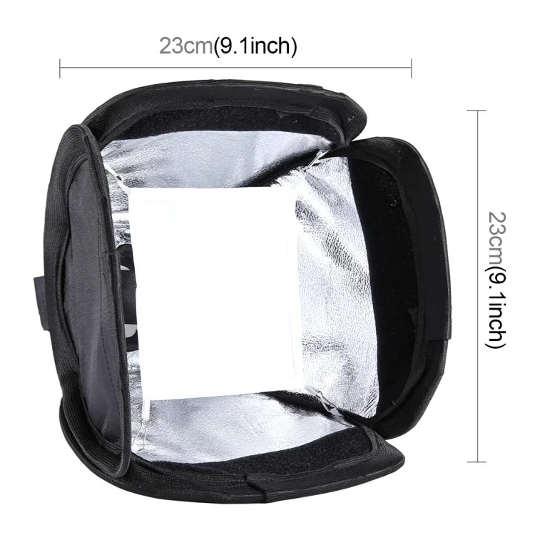 PULUZ Diffuseur de lumière souple pliable pour flash, dimensions : 23 cm x 23 cm, boîte à lumière de 23 cm