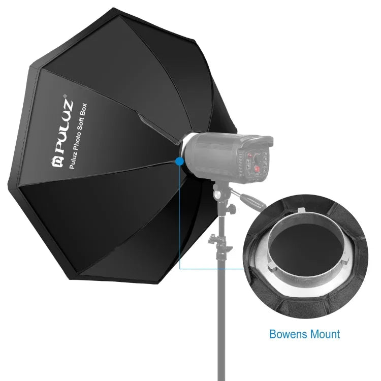 PULUZ Softbox octogonal parabolique 95cm pour flash Speedlite, diffuseur avec monture Bowens, 95cm Octangle
