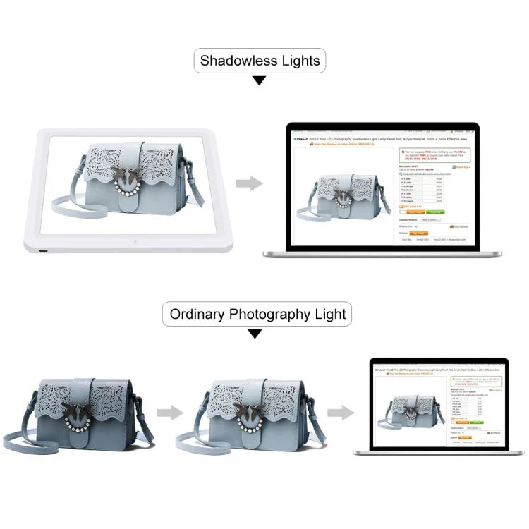 PULUZ Tapis lumineux LED sans ombre de 20 cm pour studio photo, 20 cm de lumière sans ombre