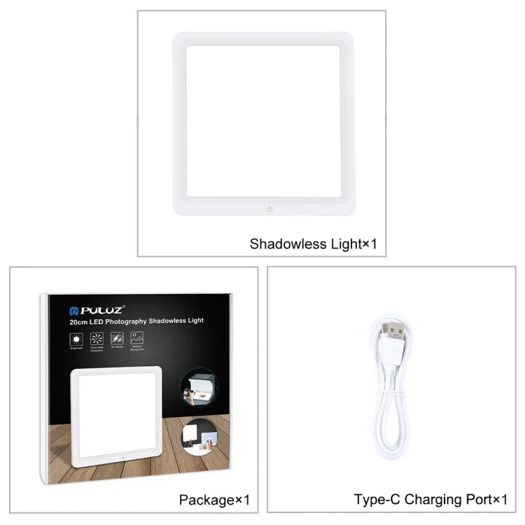 PULUZ Tapis lumineux LED sans ombre de 20 cm pour studio photo, 20 cm de lumière sans ombre