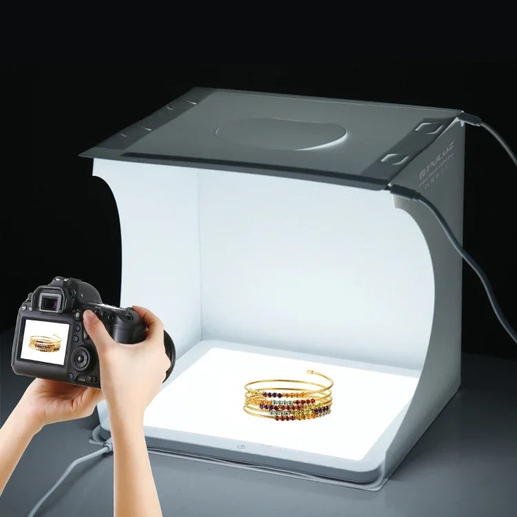 PULUZ Mini Panneau Éclairage LED Sans Ombre pour Photographie + Boîte de Studio Photo, Matériau Acrylique, Zone Éclairage 20 cm x 20 cm, 2 LED de 20 cm + Éclairage sans ombre