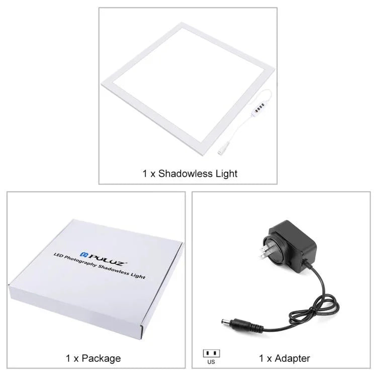 PULUZ 1000LM LED Acrylique Sans Polarité Dimming Sans Ombre avec Interrupteur pour Boîte de Studio Photo 40cm, Lumière (US), Lumière (UK), Lumière (EU)