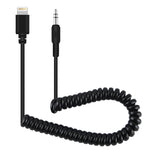 PULUZ Câble adaptateur audio microphone live 3,5mm TRRS mâle vers 8 broches mâle, câble à ressort pour iPhone, extension jusqu'à 100cm, 3,5mm mâle vers 8 broches