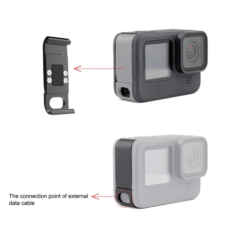 Cache latéral de batterie PULUZ en métal pour GoPro HERO13 Black /12 Black /11 Black /10 Black /9 Black, cache latéral en métal et plastique
