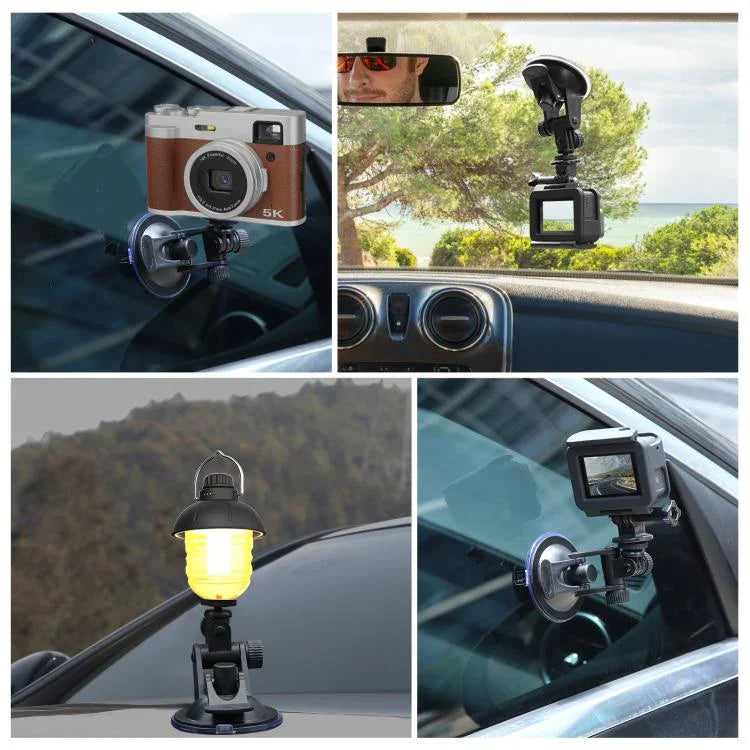 Support à ventouse pour voiture PULUZ avec vis, adaptateur pour trépied et sac de rangement pour GoPro, Insta360, DJI et autres caméras d'action.