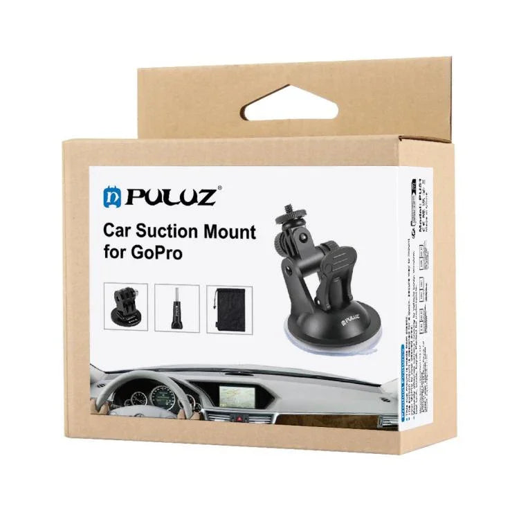 Support à ventouse pour voiture PULUZ avec vis, adaptateur pour trépied et sac de rangement pour GoPro, Insta360, DJI et autres caméras d'action.