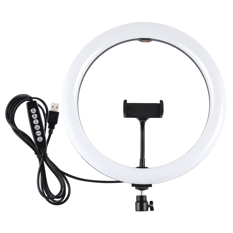 PULUZ Lumières vidéo LED anneau incurvé surface USB 11,8 pouces 30cm 10 modes 8 couleurs RGBW, gradable, pour vlogging, photographie, avec tête de trépied à rotule et pince téléphone, contrôle par bouton 11,8 pouces
