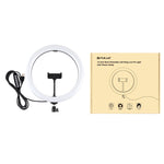 PULUZ Lumières vidéo LED anneau incurvé surface USB 11,8 pouces 30cm 10 modes 8 couleurs RGBW, gradable, pour vlogging, photographie, avec tête de trépied à rotule et pince téléphone, contrôle par bouton 11,8 pouces