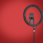 PULUZ Lumières vidéo LED anneau incurvé surface USB 11,8 pouces 30cm 10 modes 8 couleurs RGBW, gradable, pour vlogging, photographie, avec tête de trépied à rotule et pince téléphone, contrôle par bouton 11,8 pouces